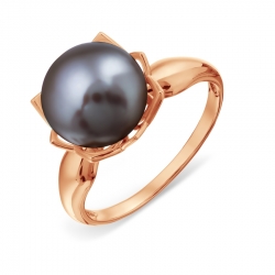 Т108018028 золотое кольцо с черным жемчугом