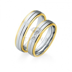 Т-28128 золотые парные обручальные кольца (ширина 5 мм.) (цена за пару)
