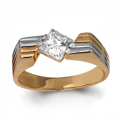 Мужское кольцо из комбинированного золота с Swarovski Zirconia