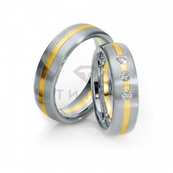 Т-28947 золотые парные обручальные кольца (ширина 6 мм.) (цена за пару)