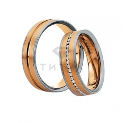 Т-28971 золотые парные обручальные кольца (ширина 6 мм.) (цена за пару)
