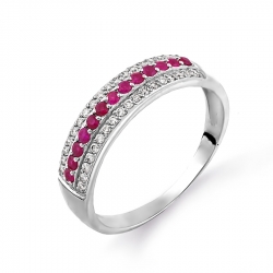 Т301014348-01 кольцо из белого золота с рубином и бриллиантом