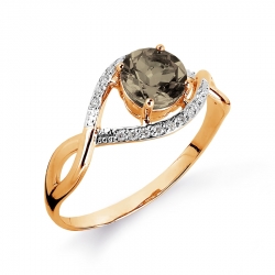 Золотое кольцо с раухтопазом и бриллиантом