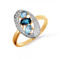Т111016457 золотое кольцо с топазами, бриллиантами