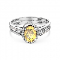 Т331017095 кольцо из белого золота с цитрином и бриллиантом