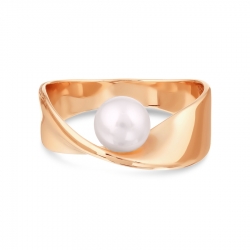 Т108017841 золотое кольцо с белым жемчугом
