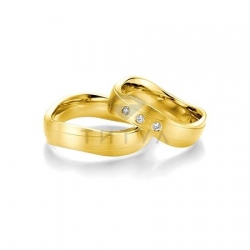 Т-28652 золотые парные обручальные кольца (ширина 7 мм.) (цена за пару)