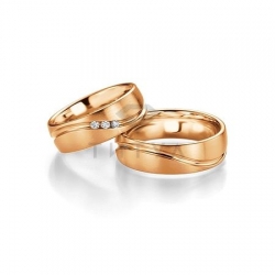 Т-28875 золотые парные обручальные кольца (ширина 7 мм.) (цена за пару)