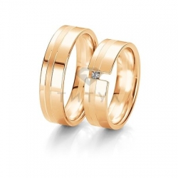 Т-28433 золотые парные обручальные кольца (ширина 6 мм.) (цена за пару)