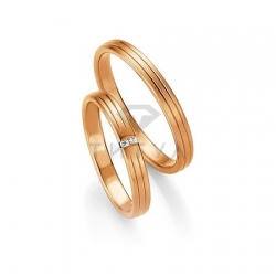 Т-26857 золотые парные обручальные кольца (ширина 3 мм.) (цена за пару)