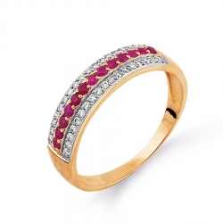 Т141014348-01 золотое кольцо с рубином и бриллиантом