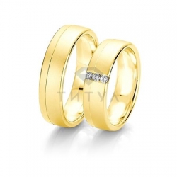 Т-28105 золотые парные обручальные кольца (ширина 6 мм.) (цена за пару)