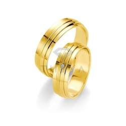 Т-27310 золотые парные обручальные кольца (ширина 6 мм.) (цена за пару)