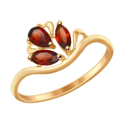 Женское золотое кольцо (Гранат) SOKOLOV