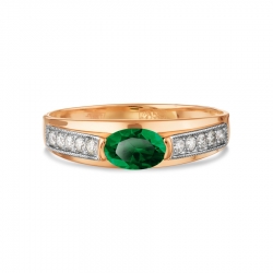 Т141011757 золотое кольцо с изумрудом и бриллиантами