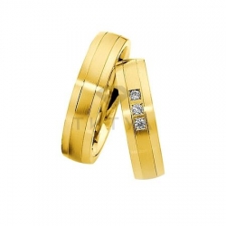 Т-28150 золотые парные обручальные кольца (ширина 5 мм.) (цена за пару)