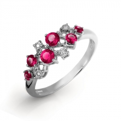Т305616491 кольцо из белого золота с рубином и бриллиантом