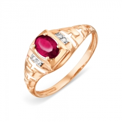 Золотое кольцо с рубином и бриллиантом