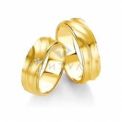 Т-28786 золотые парные обручальные кольца (ширина 7 мм.) (цена за пару)