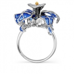 Т351017963 золотое кольцо с сапфирами, бриллиантами и эмалью