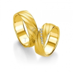 Т-28566 золотые парные обручальные кольца (ширина 7 мм.) (цена за пару)