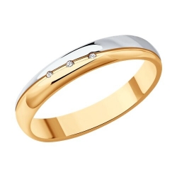 Обручальное кольцо из золочёного серебра с бриллиантами SOKOLOV