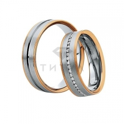 Т-28972 золотые парные обручальные кольца (ширина 6 мм.) (цена за пару)