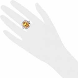 Кольцо из белого золота с сапфирами, цитрином, бриллиантами