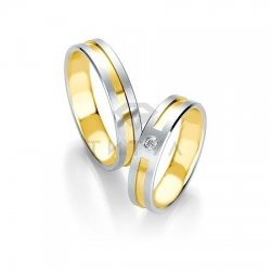 Т-27642 золотые парные обручальные кольца (ширина 5 мм.) (цена за пару)