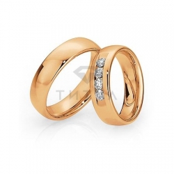 Т-28923 золотые парные обручальные кольца (ширина 6 мм.) (цена за пару)