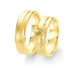 Т-28614 золотые парные обручальные кольца (ширина 6 мм.) (цена за пару)