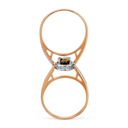 Т131017095 золотое кольцо с раухтопазом и бриллиантом
