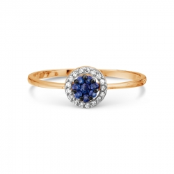Т131017696 золотое кольцо с сапфирами, бриллиантами