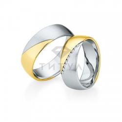 Т-28782 золотые парные обручальные кольца (ширина 7 мм.) (цена за пару)