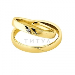 Т-27168 золотые парные обручальные кольца (ширина 3 мм.) (цена за пару)
