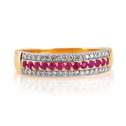 Т141014348-01 золотое кольцо с рубином и бриллиантом