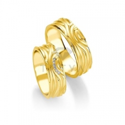 Т-28827 золотые парные обручальные кольца (ширина 7 мм.) (цена за пару)