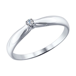 Помолвочное кольцо из серебра с бриллиантом