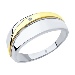 Кольцо из золочёного серебра с бриллиантом