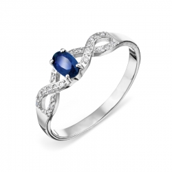 Т301016512 женское кольцо из белого золота с сапфиром и бриллиантом