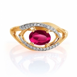 Золотое кольцо с рубином, бриллиантами