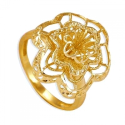 Кольцо Ажурный цветок из желтого золота