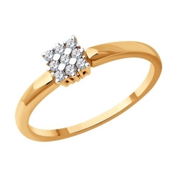 Помолвочное кольцо из красного золота с бриллиантами
