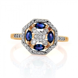 Т111016519 золотое кольцо с сапфиром и бриллиантом