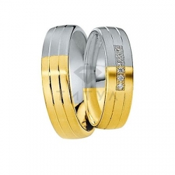 Т-28649 золотые парные обручальные кольца (ширина 6 мм.) (цена за пару)