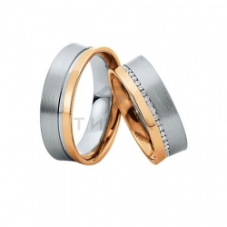 Т-28963 золотые парные обручальные кольца (ширина 7 мм.) (цена за пару)