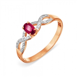 Т141016512 золотое кольцо с рубином и бриллиантом