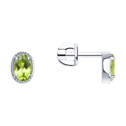 Серьги из серебра с хризолитами