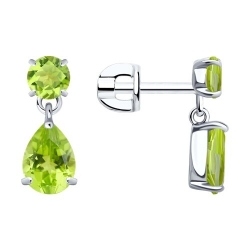 Серьги из серебра с хризолитами