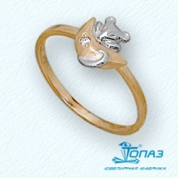 Детское золотое кольцо Мышка с фианитом